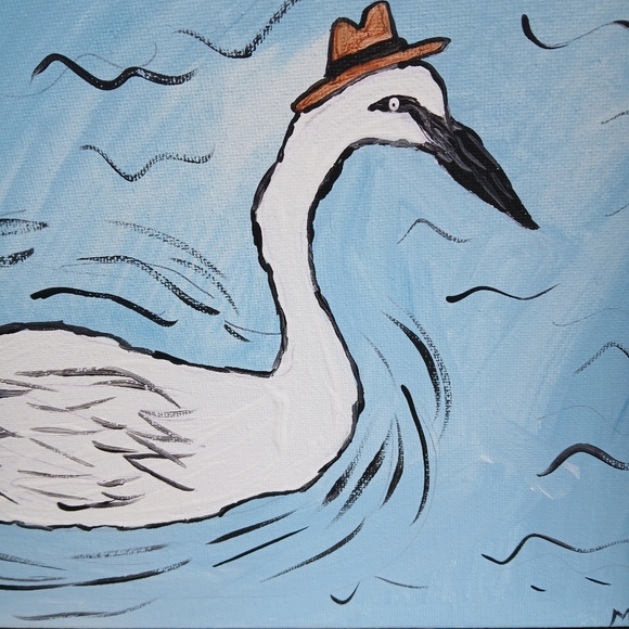 Swan with Hat Canvas Art Original Art - Picture 2 of 12